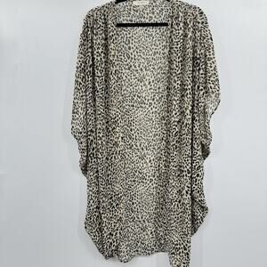 Umgee Animal Print Kimono Size 1XL/2XL Brown Multi Beachy Boho Oversized Gypsy